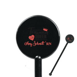 Nurse 5.5" Round Plastic Stir Sticks - Black - Single Sided (Personalized)