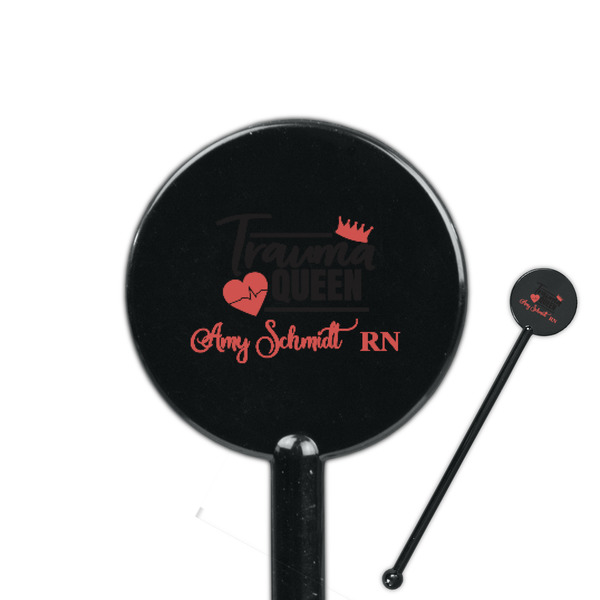 Custom Nurse 5.5" Round Plastic Stir Sticks - Black - Double Sided (Personalized)