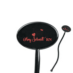 Nurse 7" Oval Plastic Stir Sticks - Black - Single Sided (Personalized)