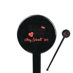 Nurse 7" Round Plastic Stir Sticks - Black - Single Sided (Personalized)