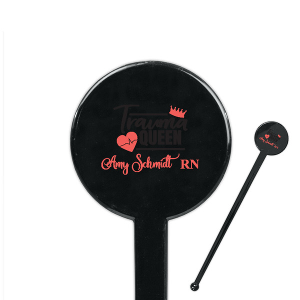 Custom Nurse 7" Round Plastic Stir Sticks - Black - Double Sided (Personalized)