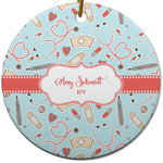 Nurse Round Ceramic Ornament w/ Name or Text