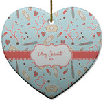 Nurse Heart Ceramic Ornament w/ Name or Text