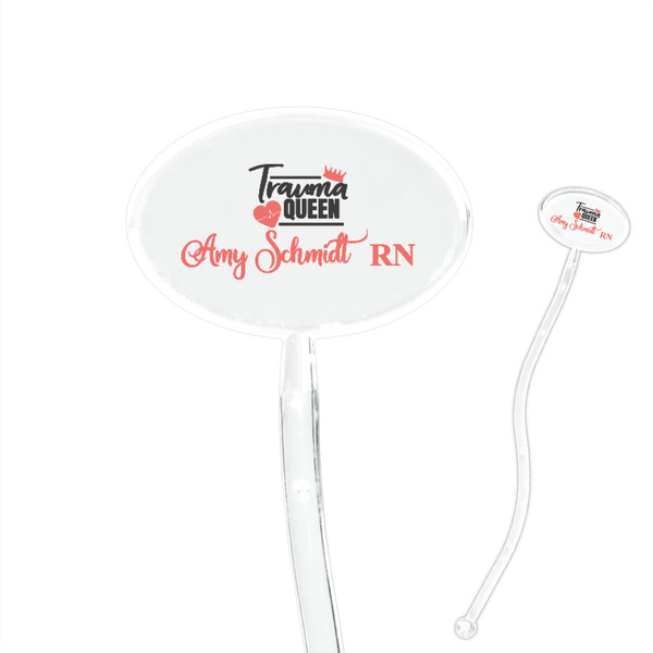 Custom Nurse 7" Oval Plastic Stir Sticks - Clear (Personalized)