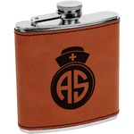 Nurse Leatherette Wrapped Stainless Steel Flask (Personalized)