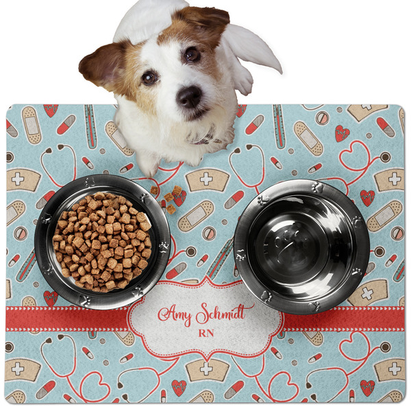 Custom Nurse Dog Food Mat - Medium w/ Name or Text