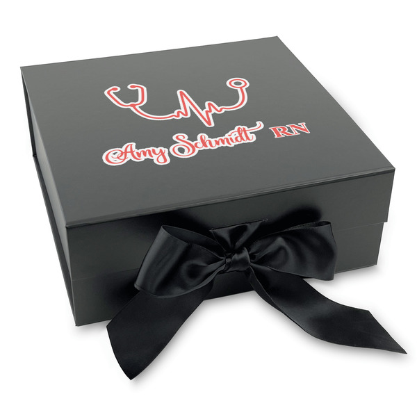 Custom Nurse Gift Box with Magnetic Lid - Black (Personalized)