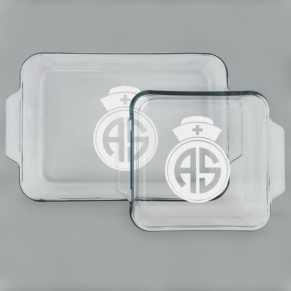 Custom Nurse Set of Glass Baking & Cake Dish - 13in x 9in & 8in x 8in (Personalized)