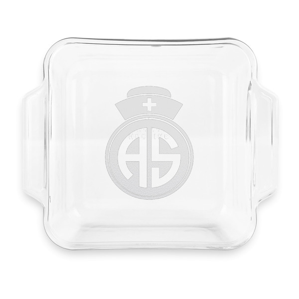 Custom Nurse Glass Cake Dish with Truefit Lid - 8in x 8in (Personalized)