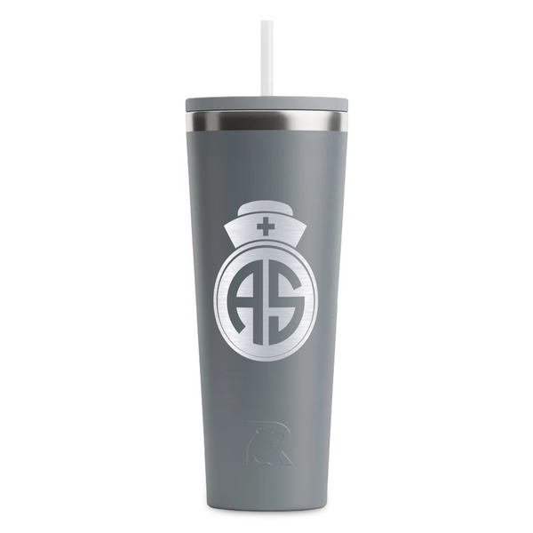 Custom Nurse RTIC Everyday Tumbler with Straw - 28oz - Grey - Double-Sided (Personalized)