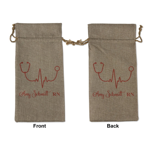 Custom Nurse Large Burlap Gift Bag - Front & Back (Personalized)