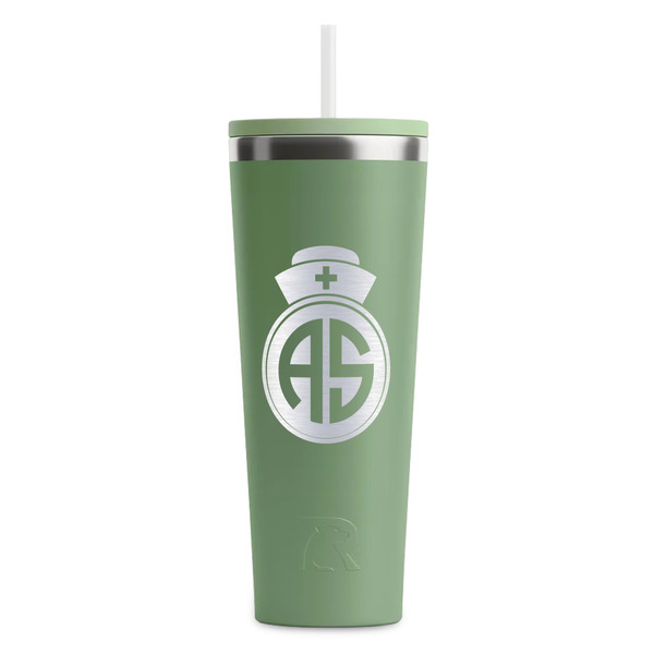 Custom Nurse RTIC Everyday Tumbler with Straw - 28oz - Light Green - Single-Sided (Personalized)