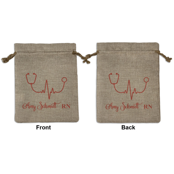 Custom Nurse Medium Burlap Gift Bag - Front & Back (Personalized)