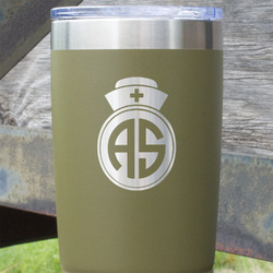 Nurse 20 oz Stainless Steel Tumbler - Olive - Double Sided (Personalized)