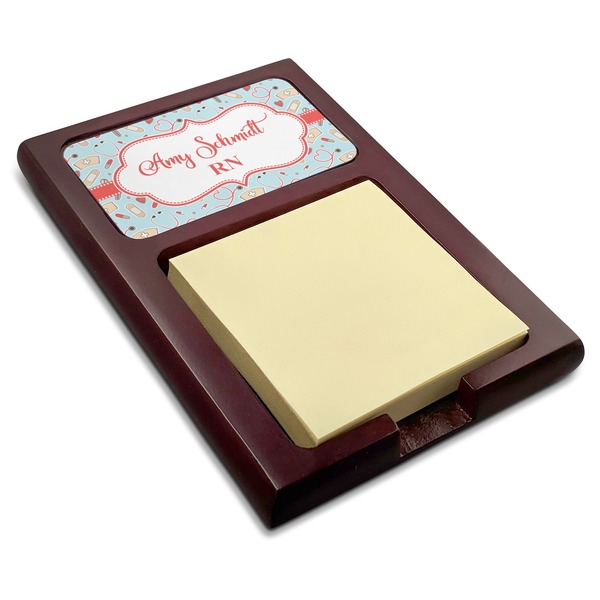 Custom Nurse Red Mahogany Sticky Note Holder (Personalized)