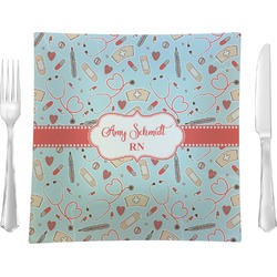 Nurse 9.5" Glass Square Lunch / Dinner Plate- Single or Set of 4 (Personalized)
