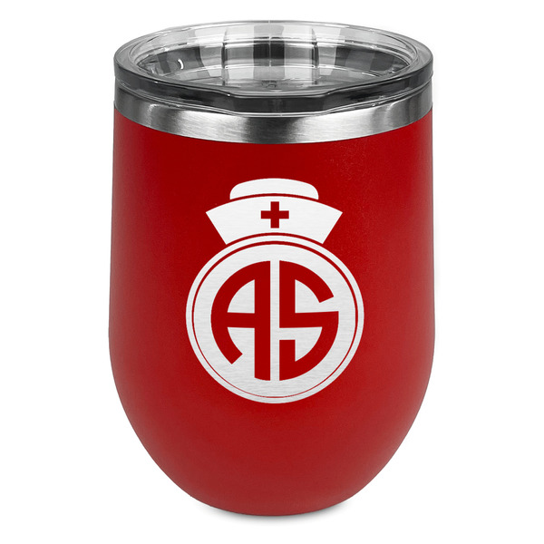 Custom Nurse Stemless Stainless Steel Wine Tumbler - Red - Double Sided (Personalized)