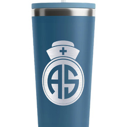 Nurse RTIC Everyday Tumbler with Straw - 28oz - Steel Blue - Double-Sided (Personalized)