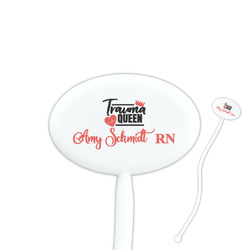 Nurse 7" Oval Plastic Stir Sticks - White - Single Sided (Personalized)