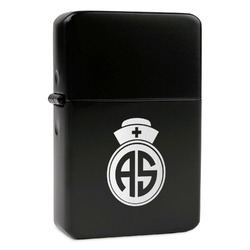 Nurse Windproof Lighter - Black - Double Sided & Lid Engraved (Personalized)