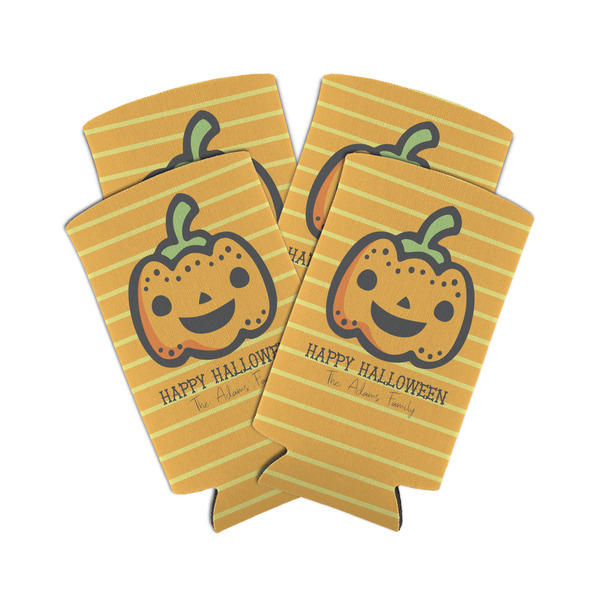 Custom Halloween Pumpkin Can Cooler (tall 12 oz) - Set of 4 (Personalized)