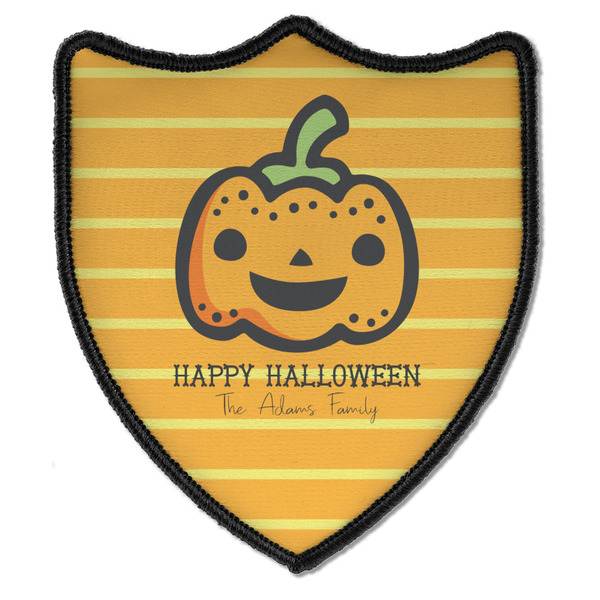 Custom Halloween Pumpkin Iron On Shield Patch B w/ Name or Text