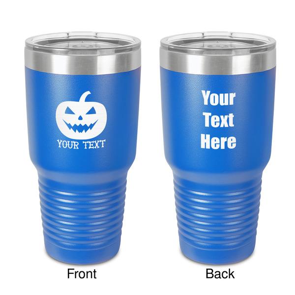 Custom Halloween Pumpkin 30 oz Stainless Steel Tumbler - Royal Blue - Double-Sided (Personalized)