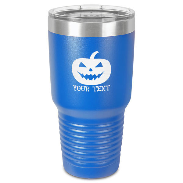 Custom Halloween Pumpkin 30 oz Stainless Steel Tumbler - Royal Blue - Single-Sided (Personalized)