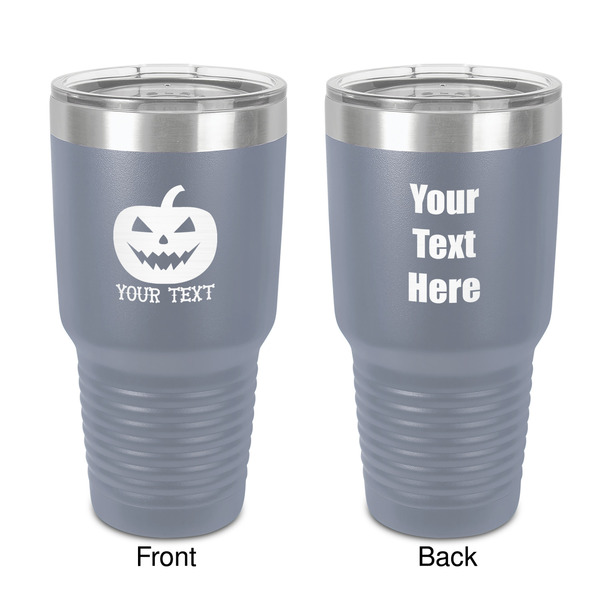 Custom Halloween Pumpkin 30 oz Stainless Steel Tumbler - Grey - Double-Sided (Personalized)