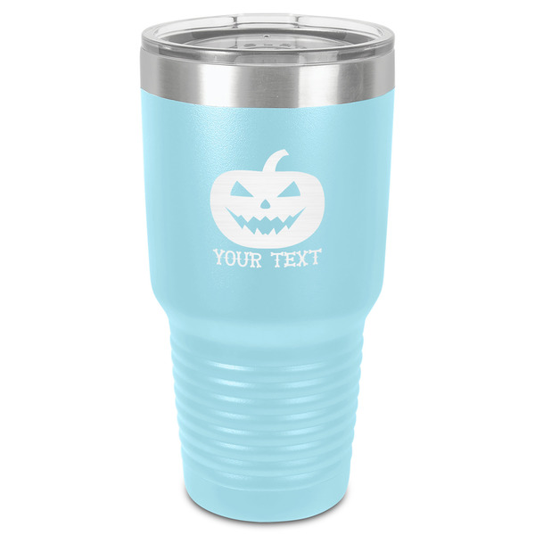 Custom Halloween Pumpkin 30 oz Stainless Steel Tumbler - Teal - Single-Sided (Personalized)