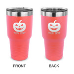 Halloween Pumpkin 30 oz Stainless Steel Tumbler - Coral - Double Sided (Personalized)