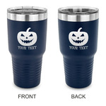 Halloween Pumpkin 30 oz Stainless Steel Tumbler - Navy - Double Sided (Personalized)