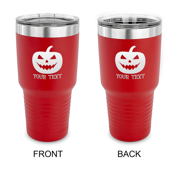 Custom Halloween Pumpkin 30 oz Stainless Steel Tumbler - Red - Double Sided (Personalized)