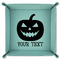 Halloween Pumpkin 9" x 9" Teal Leatherette Snap Up Tray - FOLDED