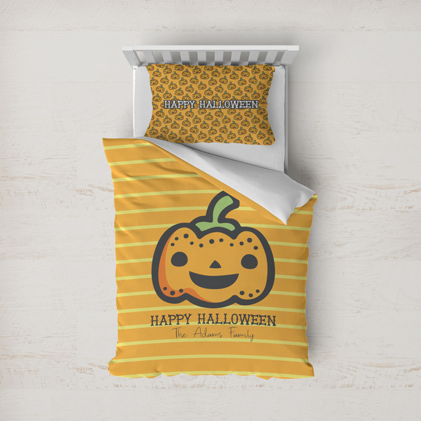 Custom Halloween Pumpkin Duvet Cover Set - Twin (Personalized)