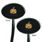 Halloween Pumpkin Black Plastic 7" Stir Stick - Double Sided - Oval - Front & Back