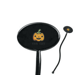 Halloween Pumpkin 7" Oval Plastic Stir Sticks - Black - Single Sided (Personalized)