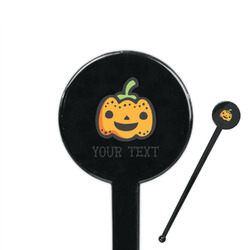 Halloween Pumpkin 7" Round Plastic Stir Sticks - Black - Double Sided (Personalized)