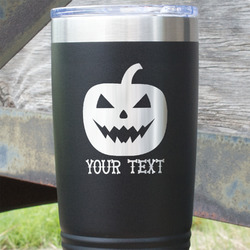 Halloween Pumpkin 20 oz Stainless Steel Tumbler - Black - Double Sided (Personalized)