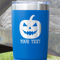 Halloween Pumpkin 20 oz Stainless Steel Tumbler - Royal Blue - Double Sided (Personalized)