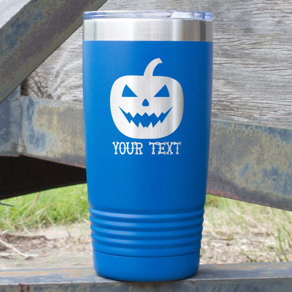 Custom Halloween Pumpkin 20 oz Stainless Steel Tumbler - Royal Blue - Double Sided (Personalized)