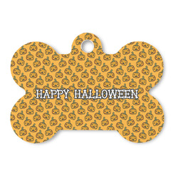 Halloween Pumpkin Bone Shaped Dog ID Tag - Large (Personalized)