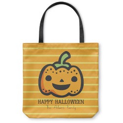 Halloween Pumpkin Canvas Tote Bag - Medium - 16"x16" (Personalized)