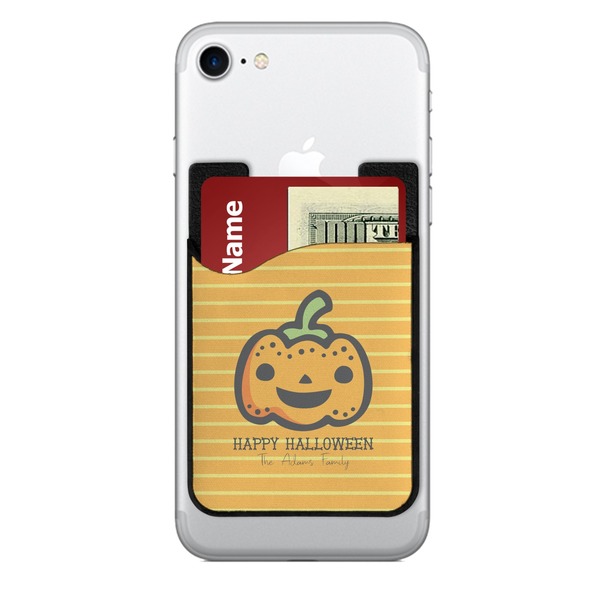 Custom Halloween Pumpkin 2-in-1 Cell Phone Credit Card Holder & Screen Cleaner (Personalized)