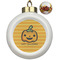 Halloween Pumpkin Ceramic Christmas Ornament - Poinsettias (Front View)