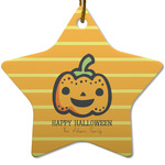 Halloween Pumpkin Star Ceramic Ornament w/ Name or Text