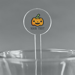 Halloween Pumpkin 7" Round Plastic Stir Sticks - Clear (Personalized)