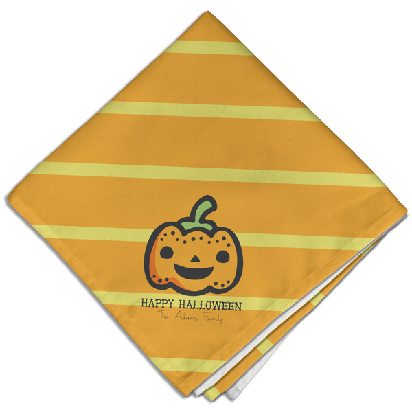 Custom Halloween Pumpkin Cloth Dinner Napkin - Single w/ Name or Text