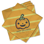 Halloween Pumpkin Cloth Cocktail Napkins - Set of 4 w/ Name or Text