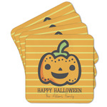 Halloween Pumpkin Cork Coaster - Set of 4 w/ Name or Text
